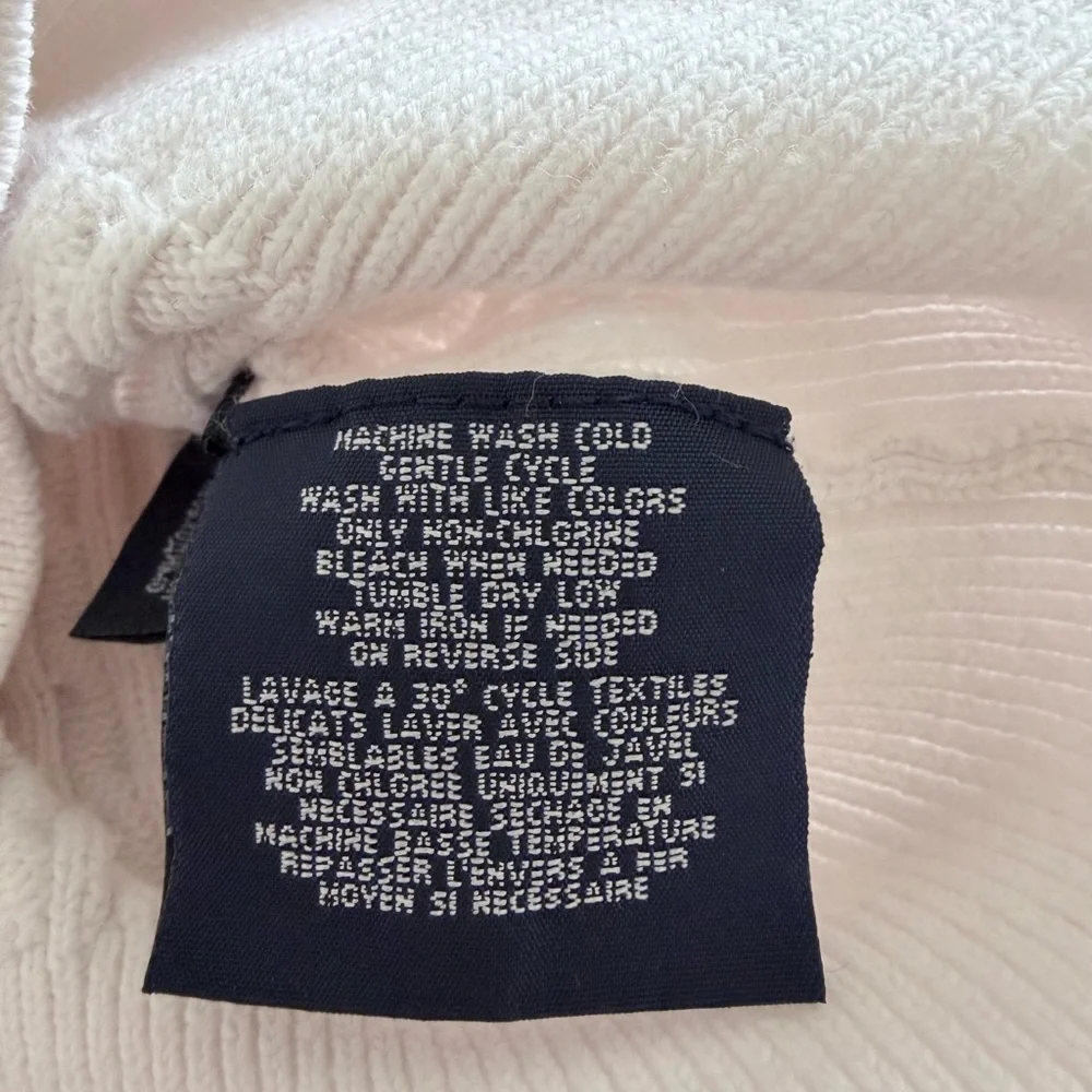Ralph Lauren Cream Cable-Knit Button Cardigan with Pink Pony